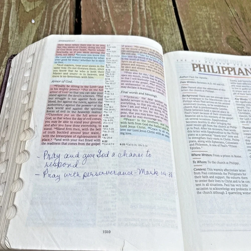 Rainbow Study Bible NIV Burgundy Red Leather Color Coded Verse Bold Line Vtg 90s